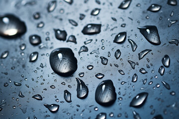 Close-up of raindrops merging on a surface, reflecting the merging and union of individual experiences in the river of love, love and creation