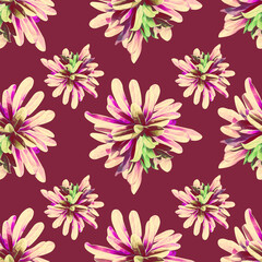 Vector - Exotic flowers seamless pattern.