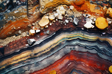Photomicrograph of minerals forming layers over time, analogous to the layers of depth and complexity that love adds to our lives, love and creation