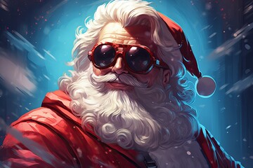 Santa Claus wearing sunglasses
