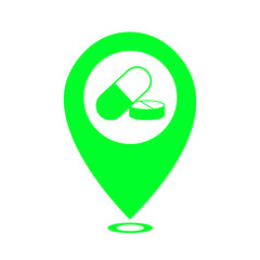 green medical pills location icon