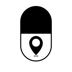 black medical pills location icon banner