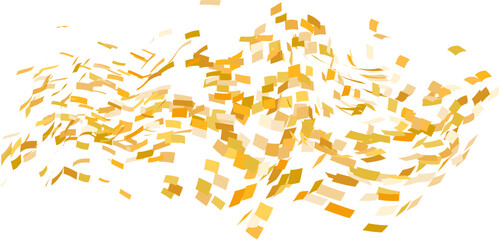 Scattered square particles ornament. Mosaic flight wind. Windy destroyed cell wall. Flight colored tiles flock direction stream.Leaf fall conditional parts single whole. Crash curved surface.