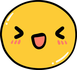 Cute Laughing emoji, emoticon doodle outline 