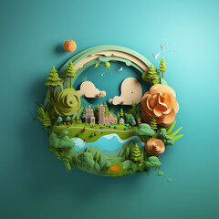 World Ozone Day creative concept art 3d paper cut style generative ai