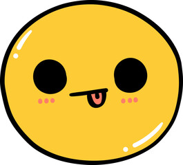 Cute shy emoji, emoticon doodle outline 