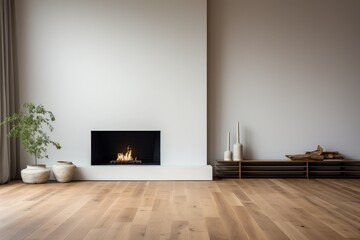 Fototapeta na wymiar Luxury fireplace interior design in living room. Generative AI
