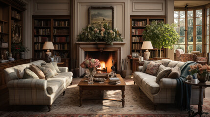 Fototapeta na wymiar Traditional English living room