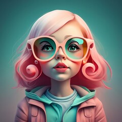 3d avatar of a girl with pink hair in a jacket hoodie