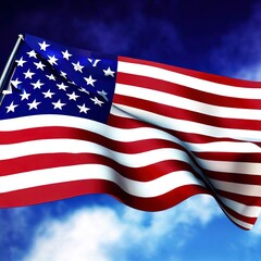 USA flag against blue sky Illustration