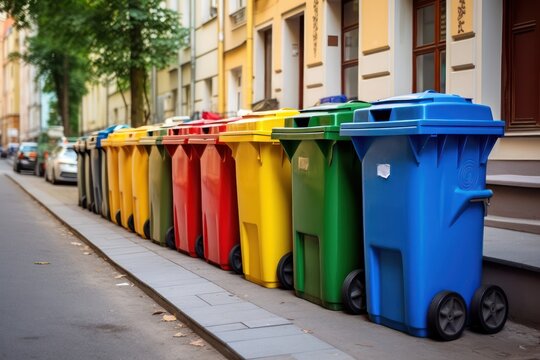 Selective collection of garbage colored containers. Let's make the planet cleaner with separate waste collection