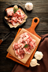 Meat food and tasty food concept - delicious bacon
