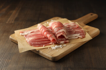 Meat food and tasty food concept - delicious bacon