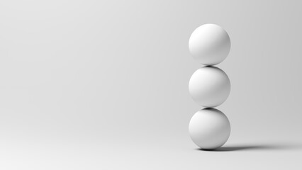 Balance. Three white spheres. 3d illustration. - obrazy, fototapety, plakaty