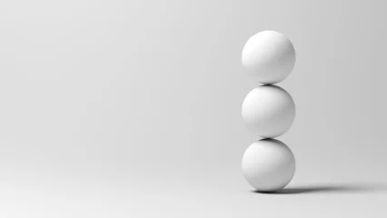 Foto op Canvas Balance. Three white spheres. 3d illustration. © MP
