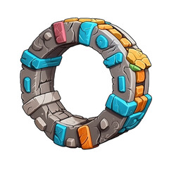 Mystical stone ring. An ancient monument in the maya style.