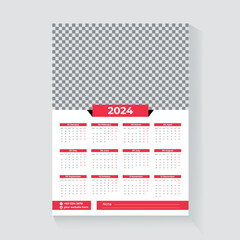 one page wall calendar design 2024 for new year