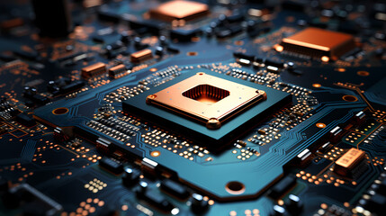 Fototapeta premium The CPU on the circuit board