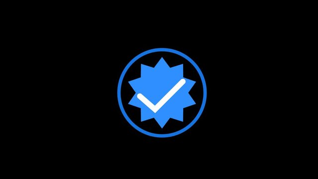 2d animation verified, checkmark blue, motion verification with alpha channel