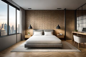 Fototapeta na wymiar interior of bedroom generated by AI