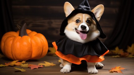 A Dog's Halloween Delight: Costume Fun on Halloween Night - Pumpkins, Forest, Halloween Decoration, Princess, Wizard, Devil, Costume, Animal, Pet, Cute, Orange, Jack o lantern, Jack-o'-lantern
