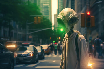 Gigantic Otherworldly Figure in NYC Morning Light