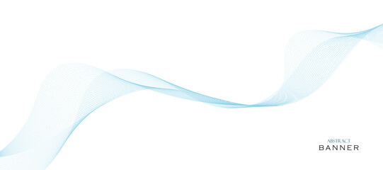 Liquid abstract banner design. Fluid vector-shaped background. Modern banner template for social media and websites. Vector banner design with blue wavy lines