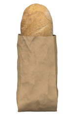 Loaf Of Bread In A Brown Paper Bag 3D Illustration
