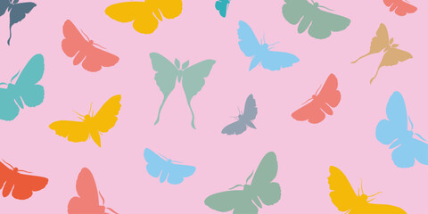 Pastel moths background, Moth background vector, Butterfly background vector