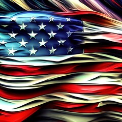 3D Artistic Interpretation of the USA Flag Second Version