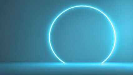 Minimal abstract light blue background with neon light for product presentation. Generative AI