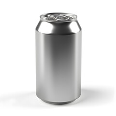 Front view of white aluminum can isolated on white.
