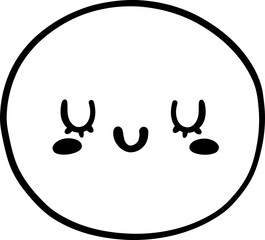 Cute Happy smile emoji, smiley emoticon doodle outline 