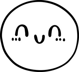 Cute Happy emoji, smiley emoticon doodle outline 
