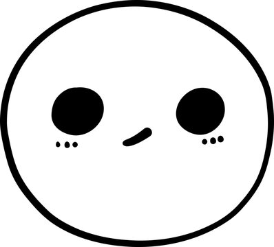 Cute sad emoji, smiley emoticon doodle outline 