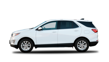Modern white crossover car on a white background with shadow.