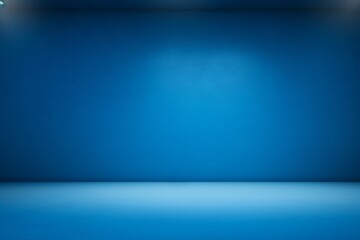 Empty blue background and spotlight with studio for showing or design. Blank backdrop made from cement material. Realistic 3D render, Generative AI - obrazy, fototapety, plakaty