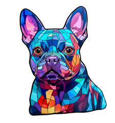 French bulldog, dog breed in stained glass style. generative ai