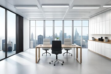 modern office interior with chairs generated by AI tool