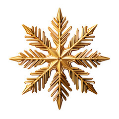 golden snowflake isolated on transparent background ,christmas ornament cut out png ,generative ai