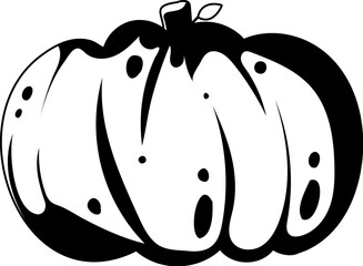This is a large pumpkin that symbolizes the season of autumn and the holiday of Halloween.Linear style.