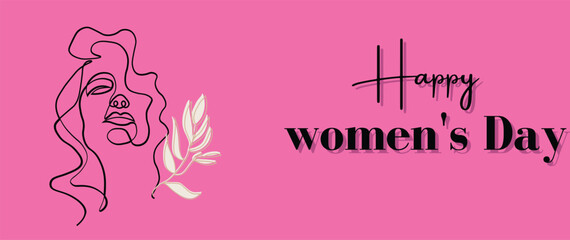 International Women's Day horizontal banner. Vector illustration. Women of different nationalities. Struggle for freedom, 