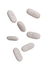3D Rendering bottle white pill long transparent