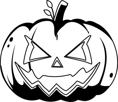 This is the picture or sign that represents Halloween. A very large pumpkin with a scary face.Linear style.