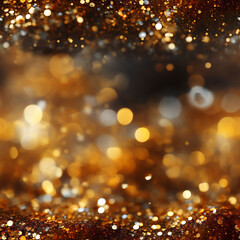 Fototapeta na wymiar Glittering sparkling background with golden shimmers. Christmas and New year bokeh lights in the background.