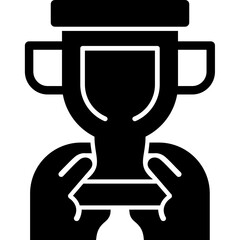 Hand with a trophy for recognition Icon