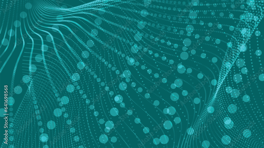 Poster abstract digital particle wave. futuristic dotted wave. technology background vector. vector illustr