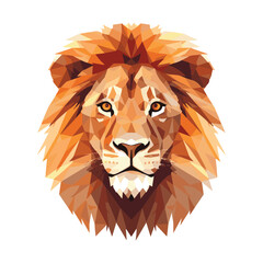 Vector illustration of a high detail, low poly male lion isoltated on a white background