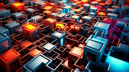 Fototapeta premium A maze of interlocking graphic keys, each unlocking a new abstract dimension