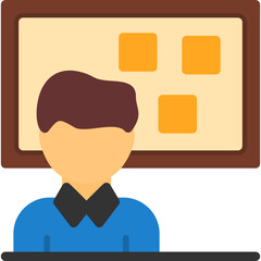 Person standing in front of a job board Icon